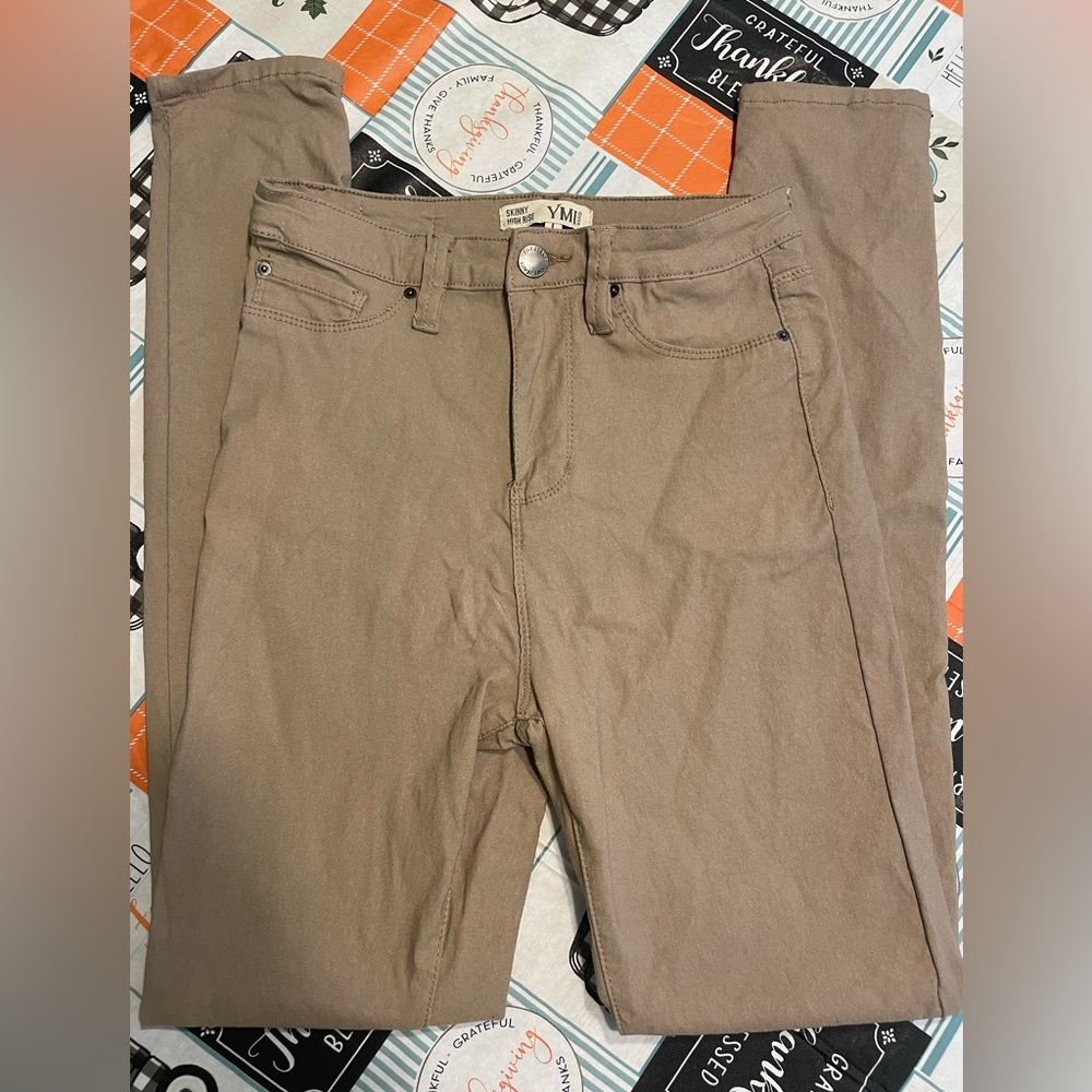 YMI skinny high rise size large tan pants